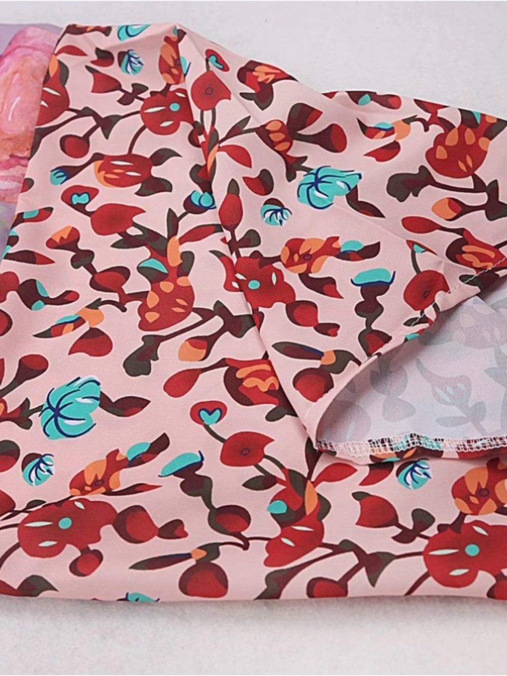 Floral Peacock Print Lavender Wrap Dress - Picture 9 of 10